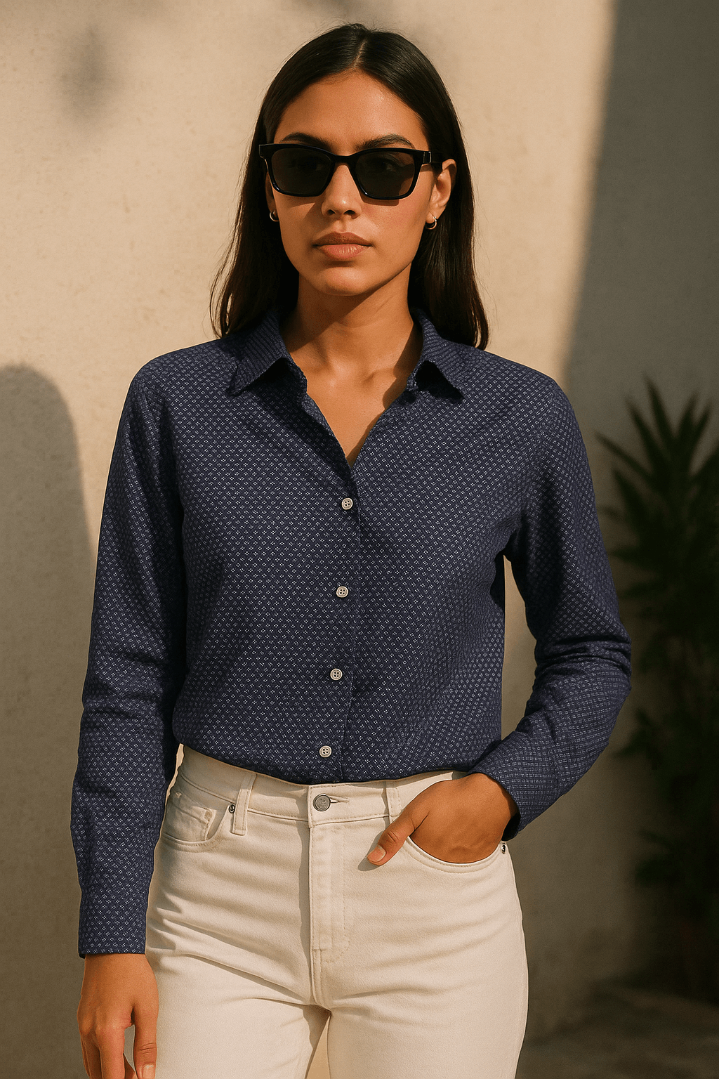 Bedruckter Baumwoll-Popeline-Stoff | Faenza Blau