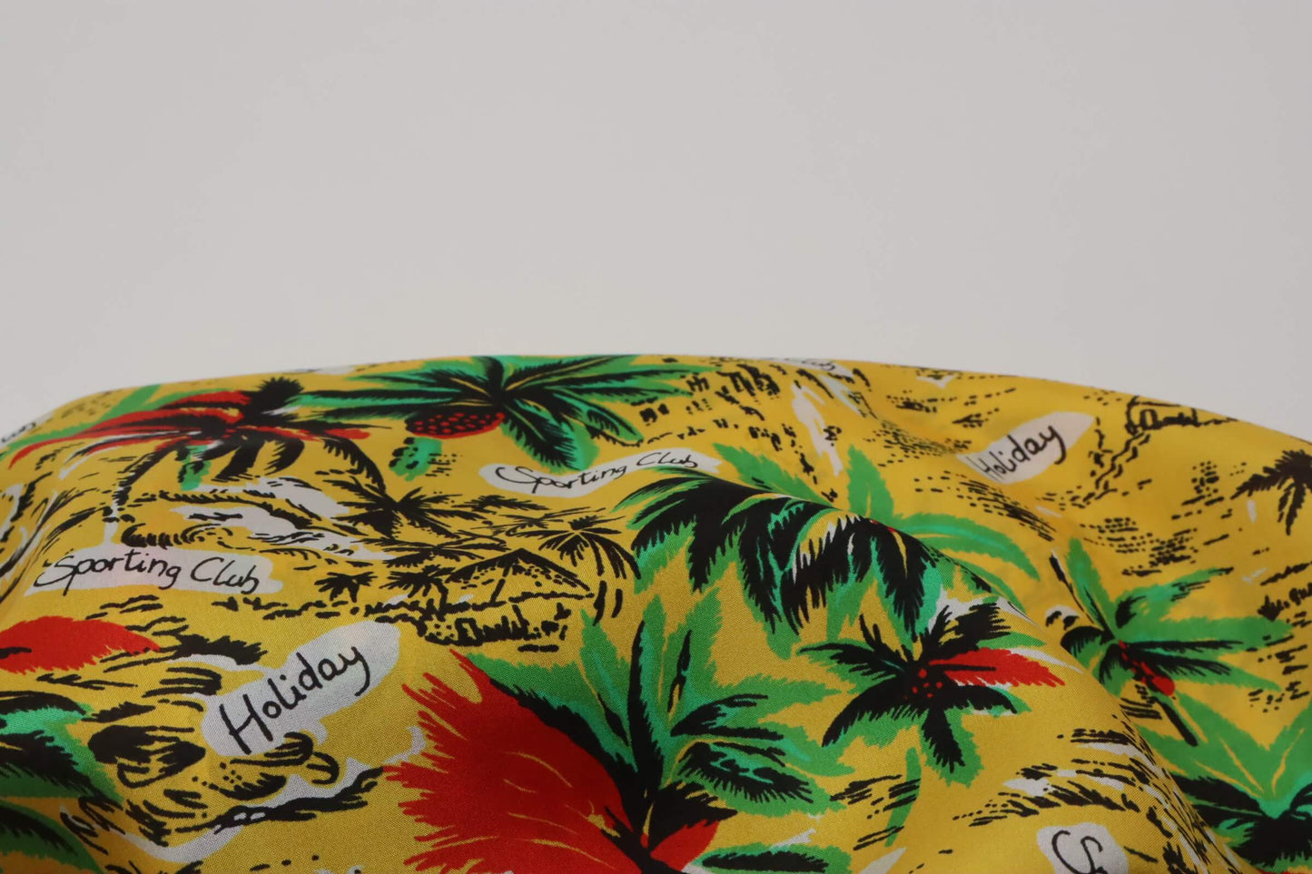 Yellow silk pongee fabric with palm tree print | Cartoline di Settembre
