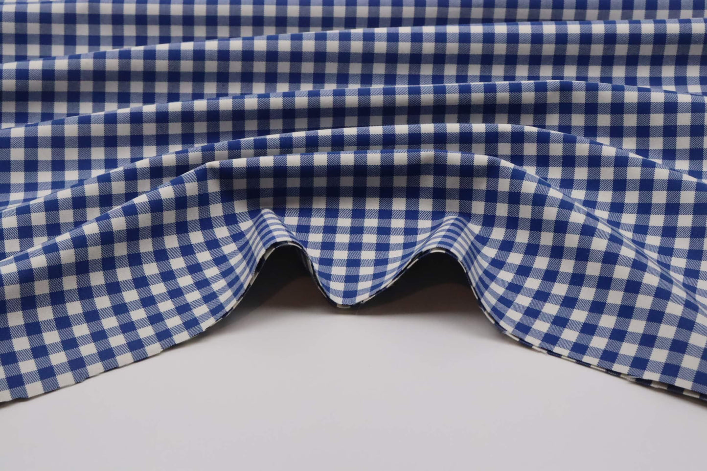 Tissu coton épais vichy tissé-teint bleu