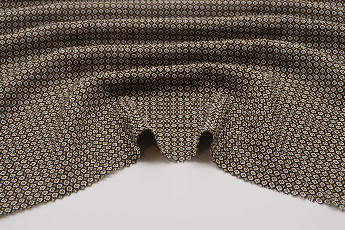 Tissu viscose imprimé géométrique brun beige
