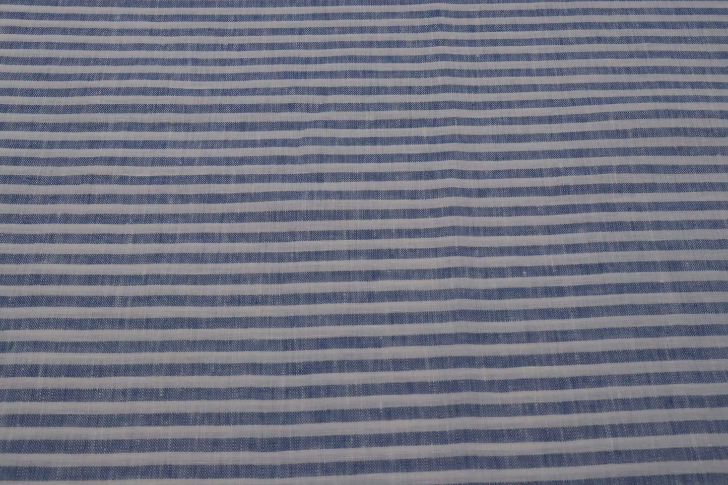 100% Linen Fabric with Blue Stripes | Sky Foam - Last 1.4 Meter Coupon