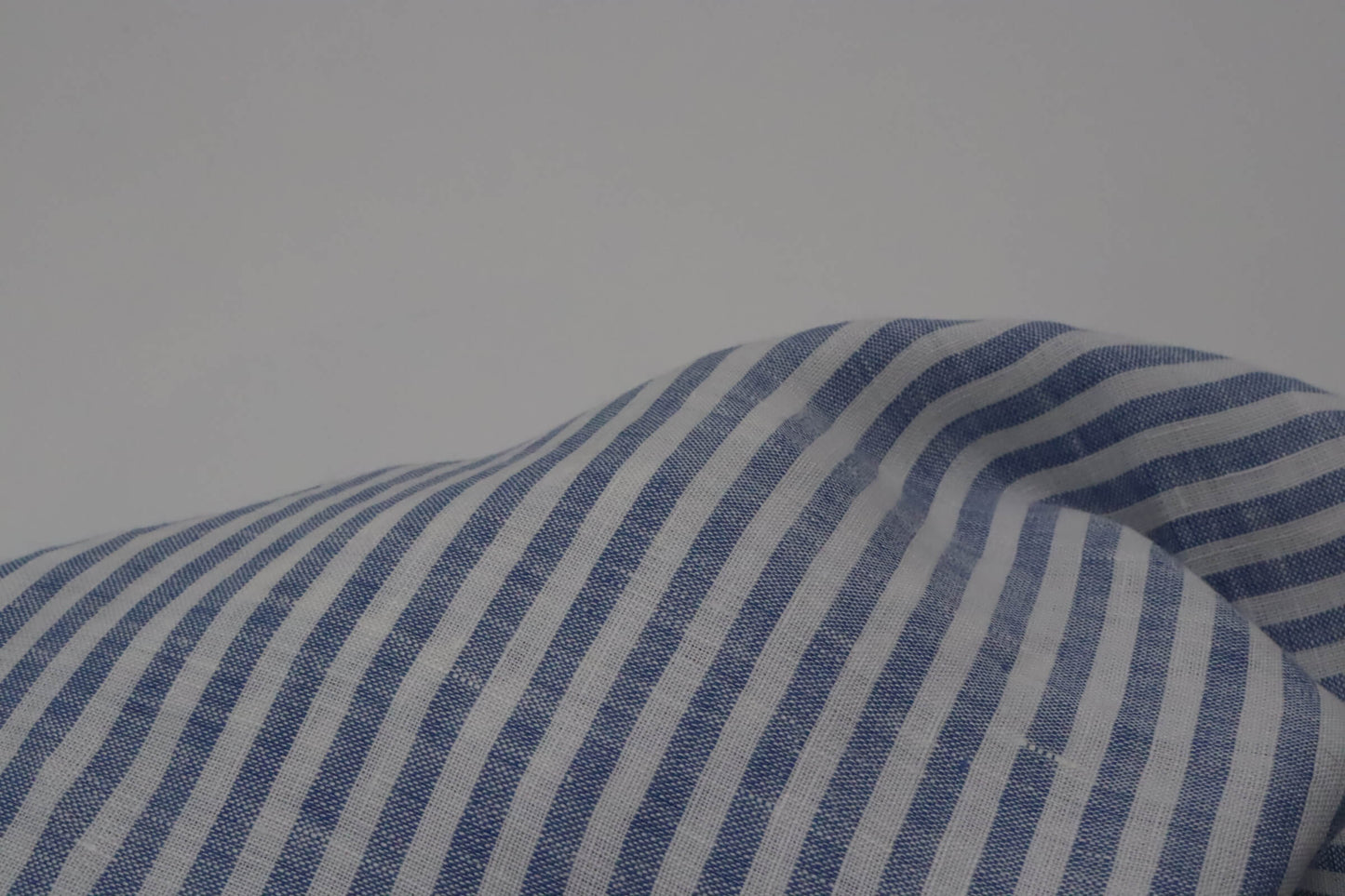 100% Linen Fabric with Blue Stripes | Sky Foam - Last 1.4 Meter Coupon