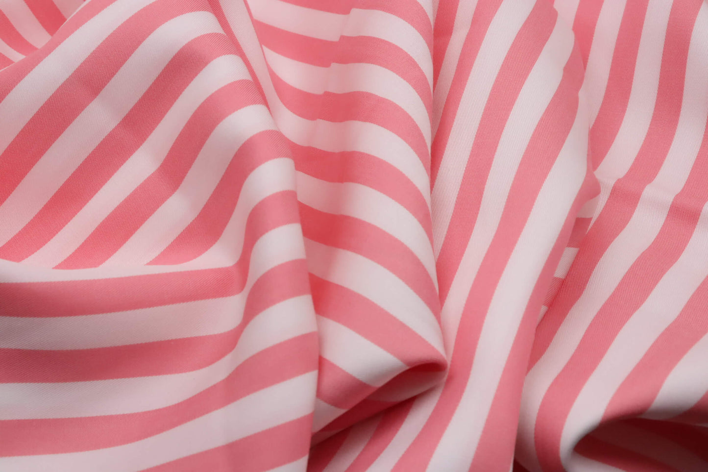 Tissu sergé de coton rayé rose et blanc | Rose Cabana - Coupon de 3 mètres