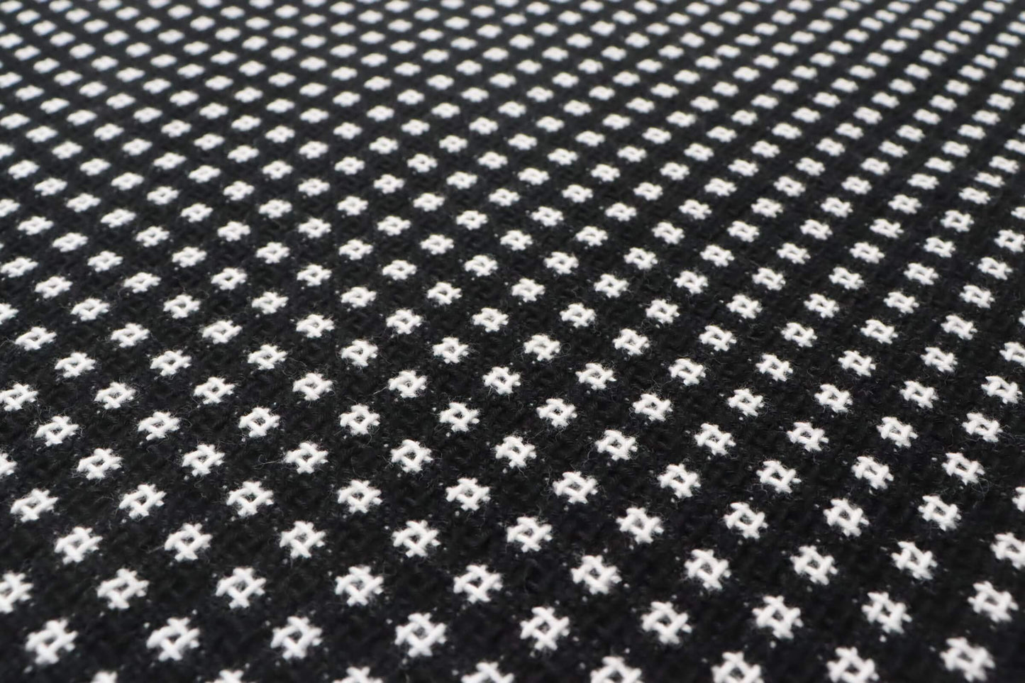 Wool fabric white squares on black background | Midnight