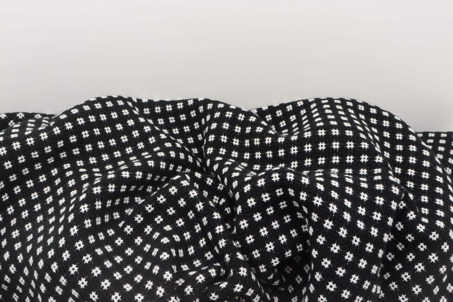 Wool fabric white squares on black background | Midnight