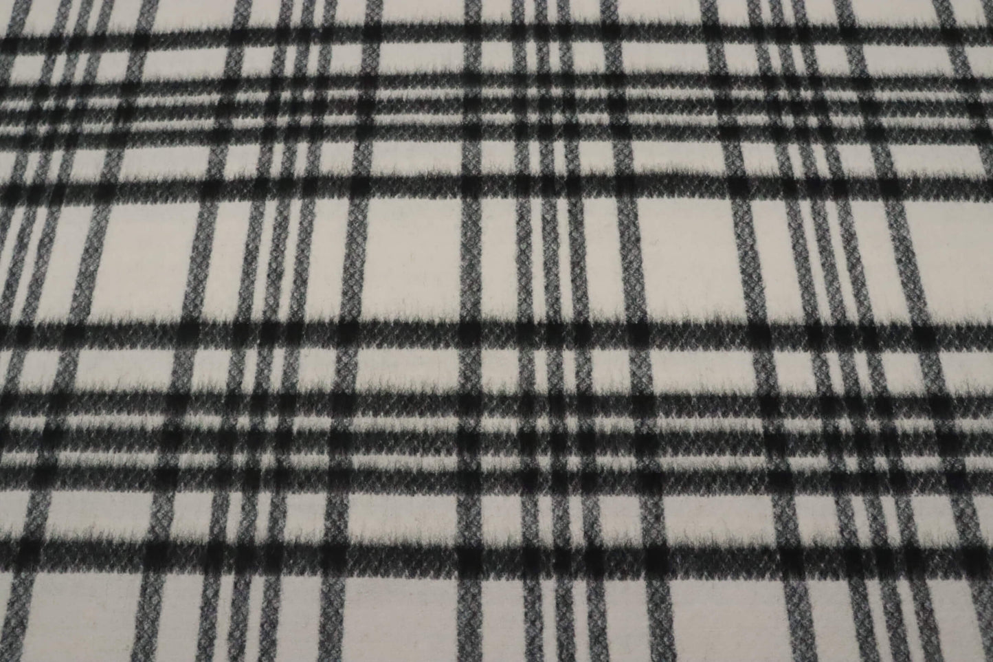 Tissu lainage tartan blanc et noir | Ariane