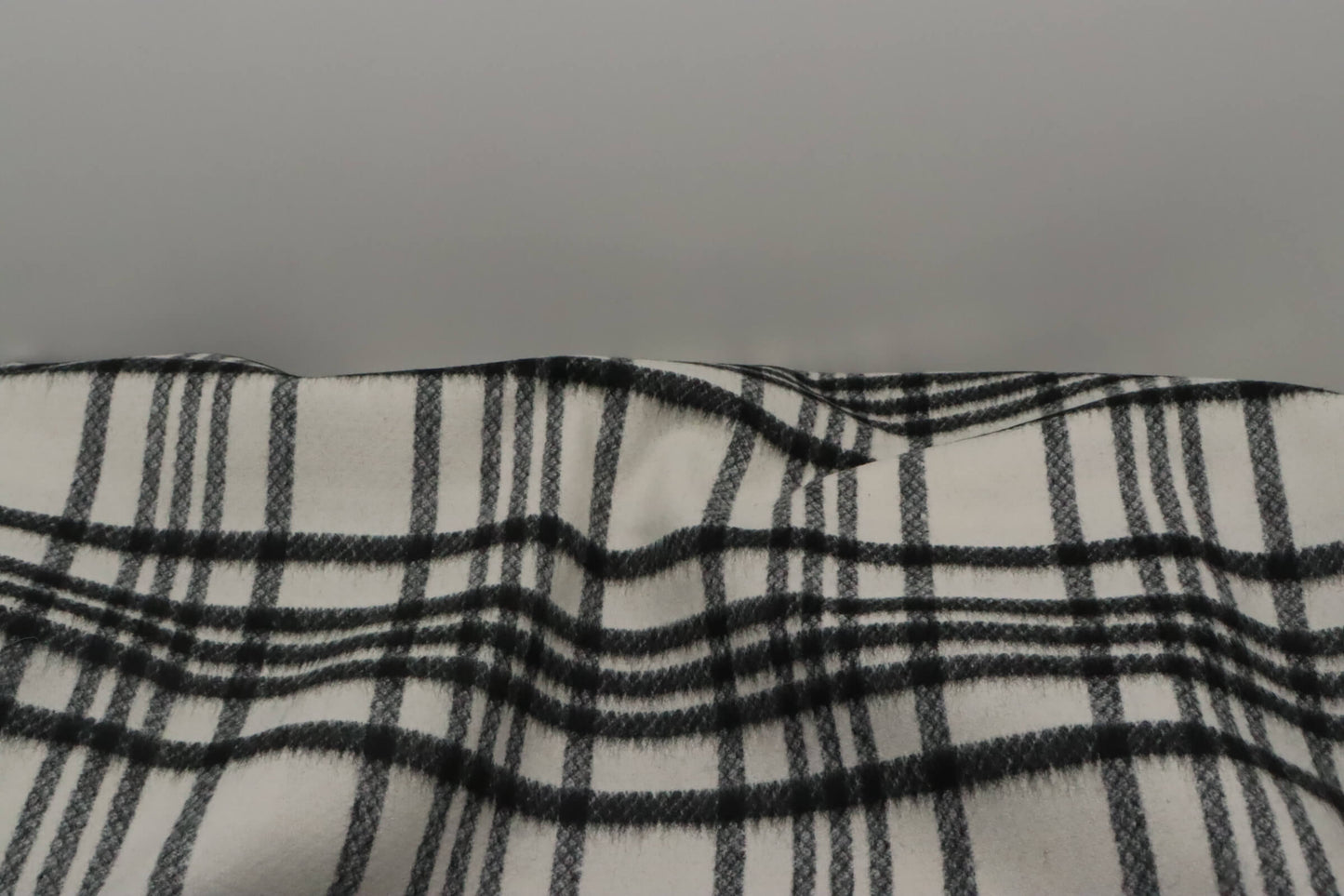 Tissu lainage tartan blanc et noir | Ariane