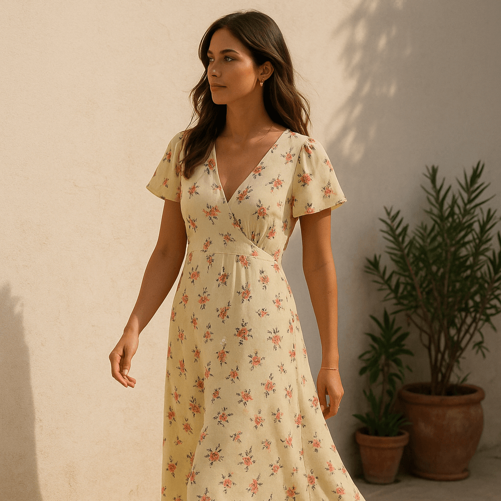 Bedruckter Ecovero-Viskosestoff | Honigblumen