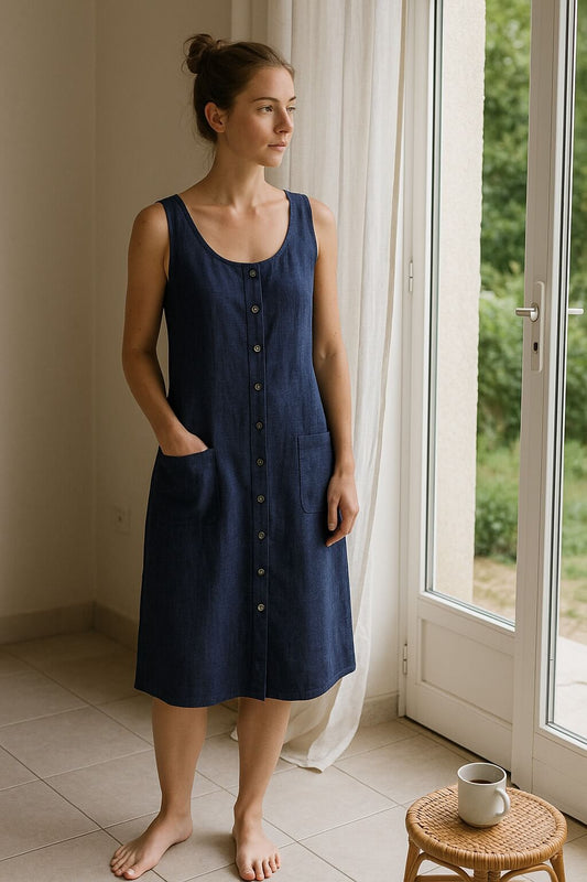 Tissu 100% lin lavé | Bleu d’Éleusis