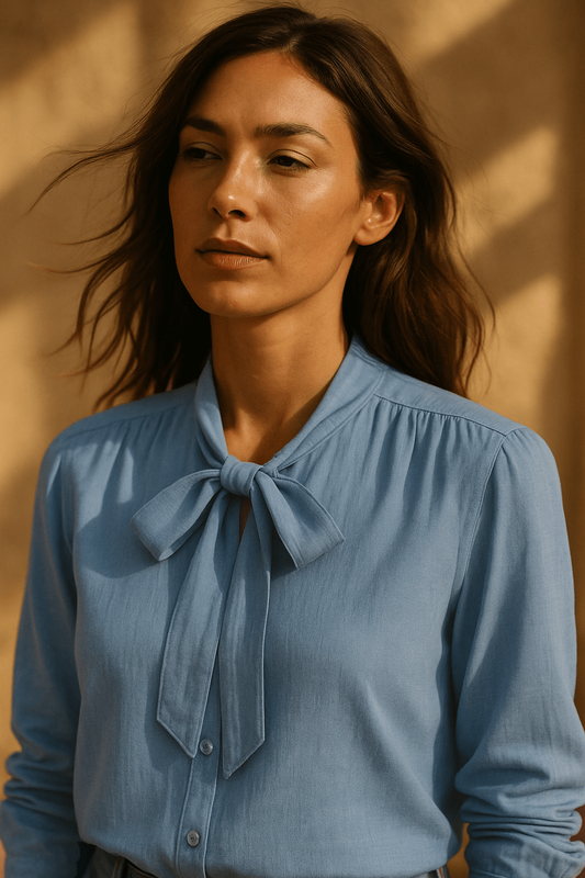  Sky blue chambray fabric | Éole