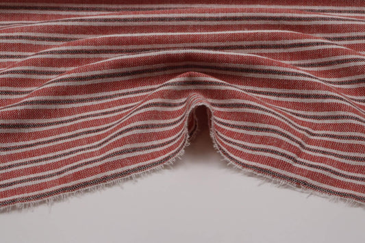 Tissu coton mélangé à rayures terre battue