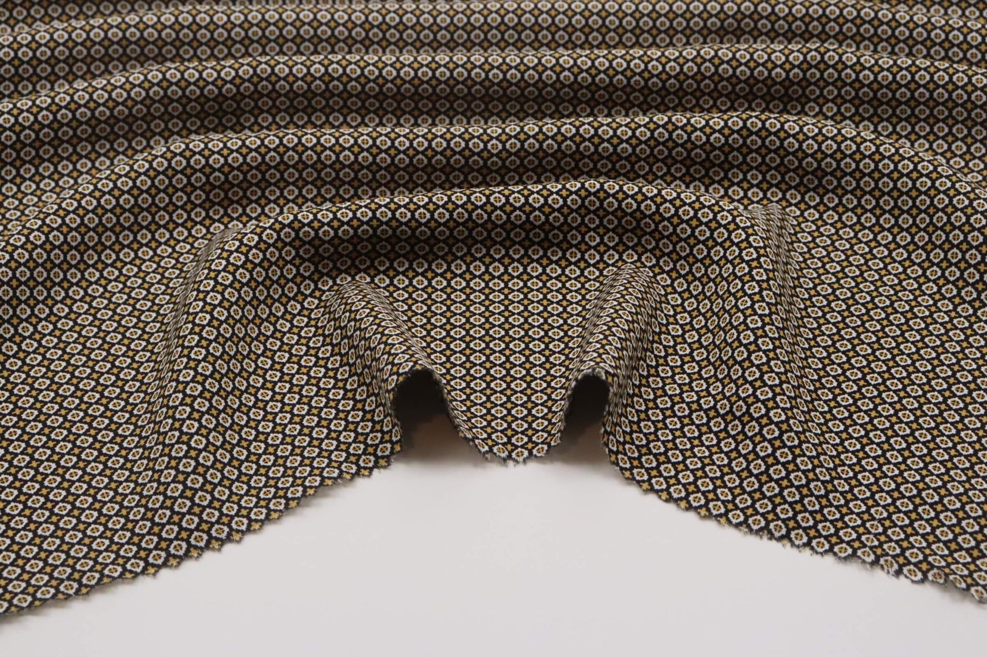 Tissu viscose imprimé géométrique brun beige
