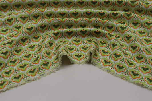 Tissu twill de rayonne et polyester imprimé fleur graphique vert
