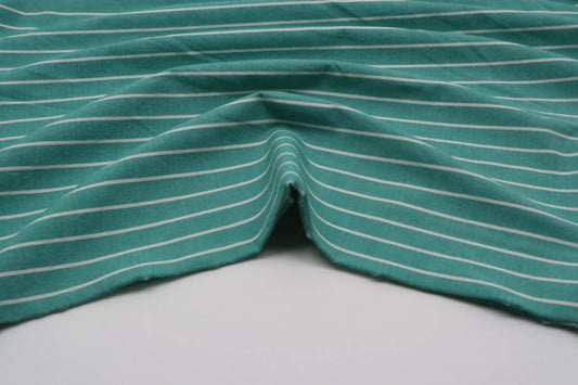 Tissu sergé de coton vert à rayures blanches