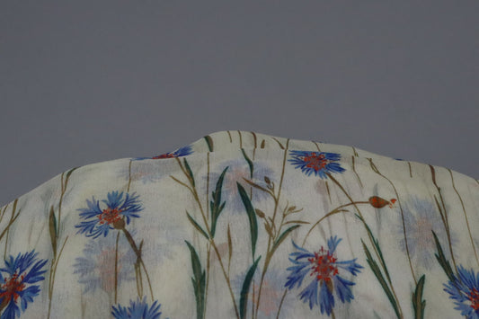 Tissu voile de crêpe en viscose fond blanc imprimé fleurs | Aquarelle Sauvage