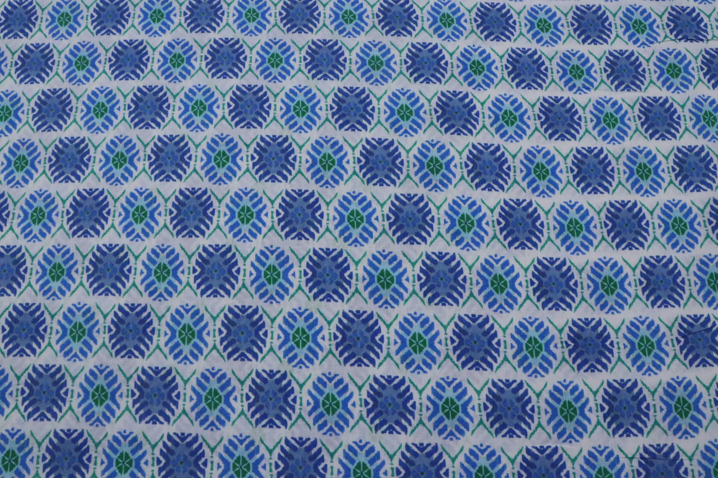 Tissu voile de coton imprimé rosace bleue | Azulina - Dernier Coupon de 1,7 mètres