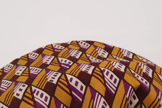 Tissu voile de coton graphique moutarde & violet | Petits Pavés