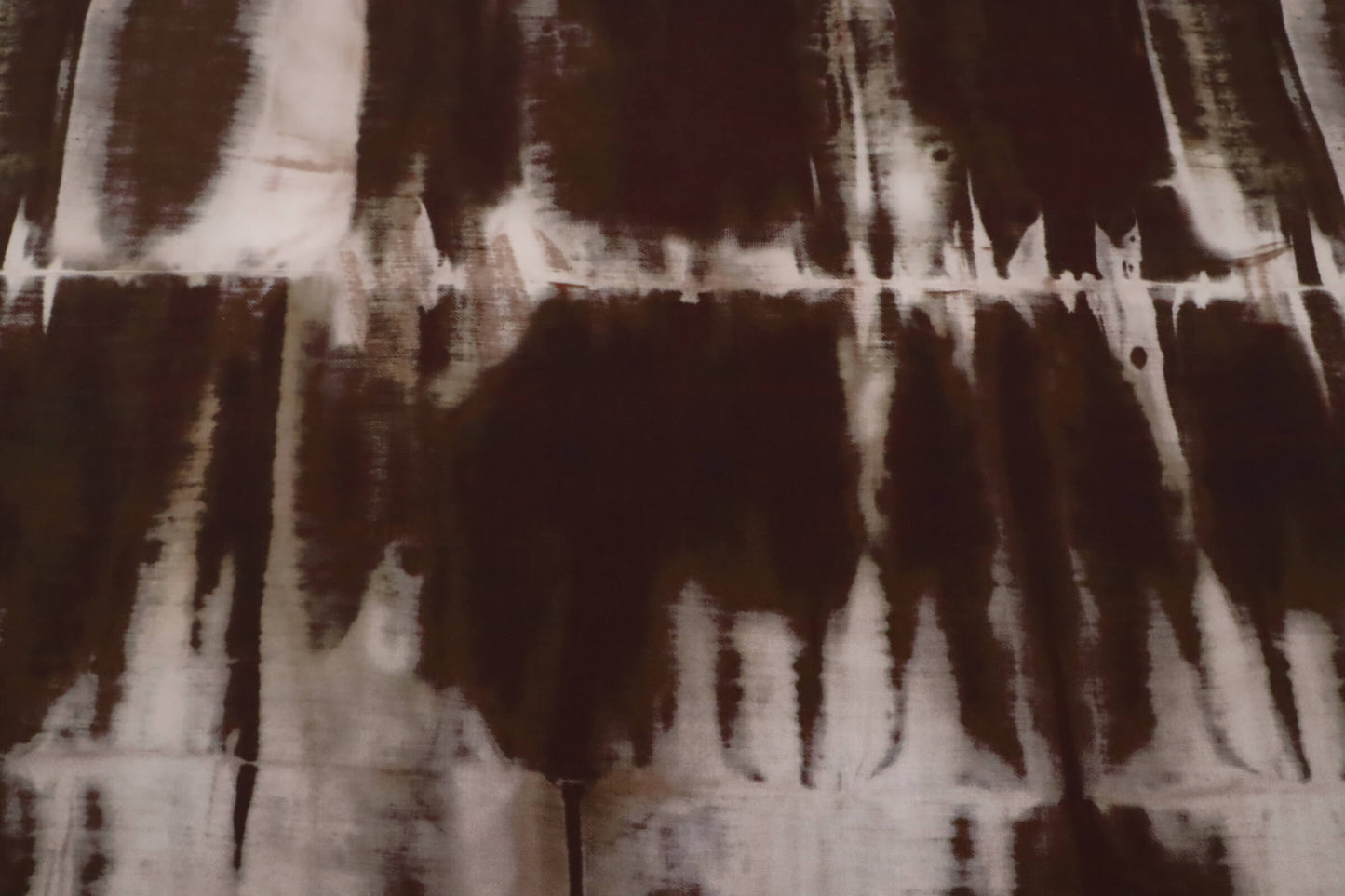 Brown-green-beige tie-dye printed cotton poplin fabric | Vertige Minéral