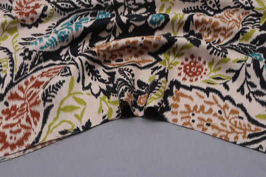Tissu satin de viscose imprimé cachemire multicolore
