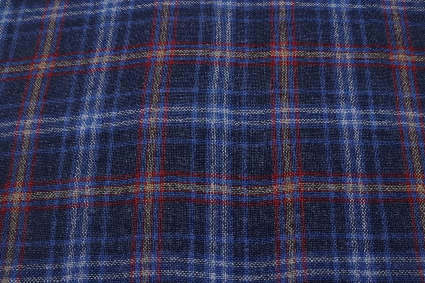 Tissu lin lavé à motif tartan bleu | Highlands Bohème