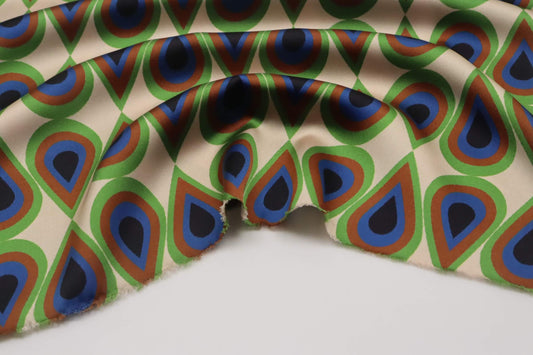 Tissu satin de polyester imprimé goutte rétro | Pluie de Lumière