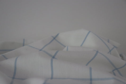 Tissu coton à carreaux bleus fond blanc pas cher