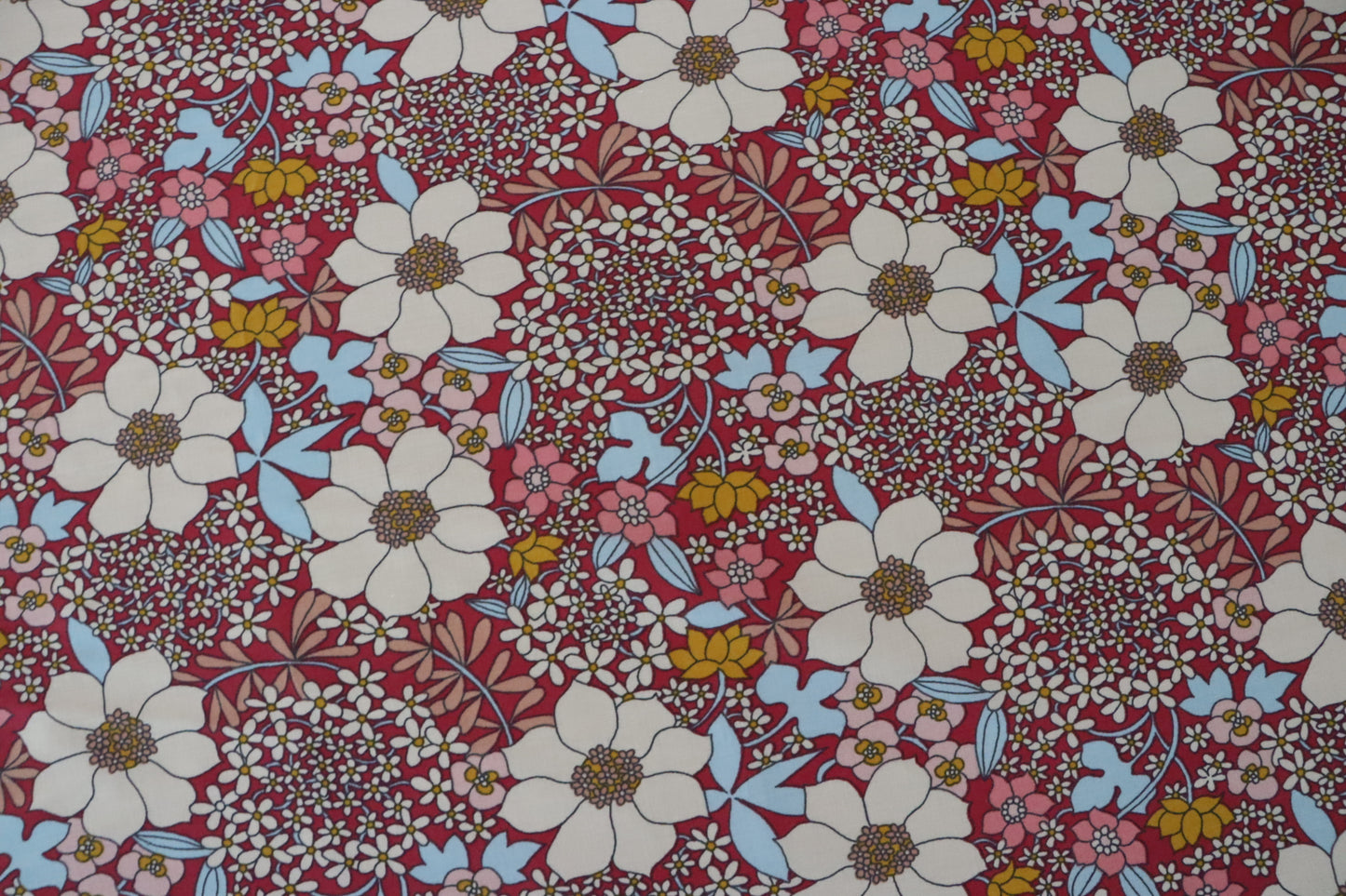Tissu voile de coton | Imprimé fleurs fond rose