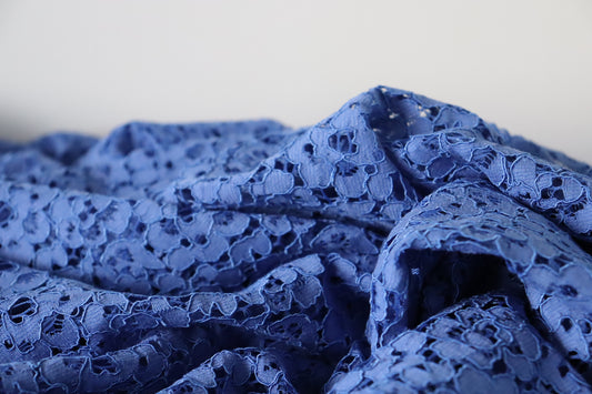 Tissu dentelle coton et polyamide | Bleu