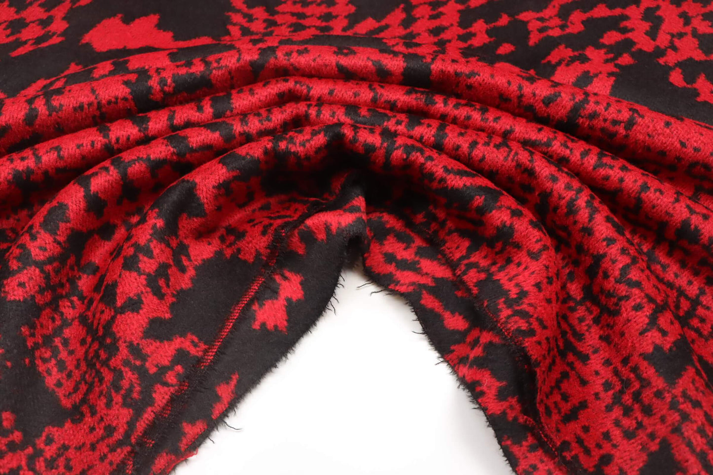 Tissu lainage imprimé graphique rouge et noir