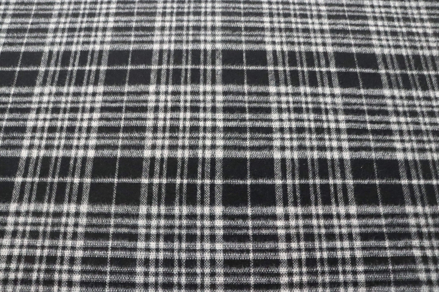 Tissu lainage tartan | Noir et blanc