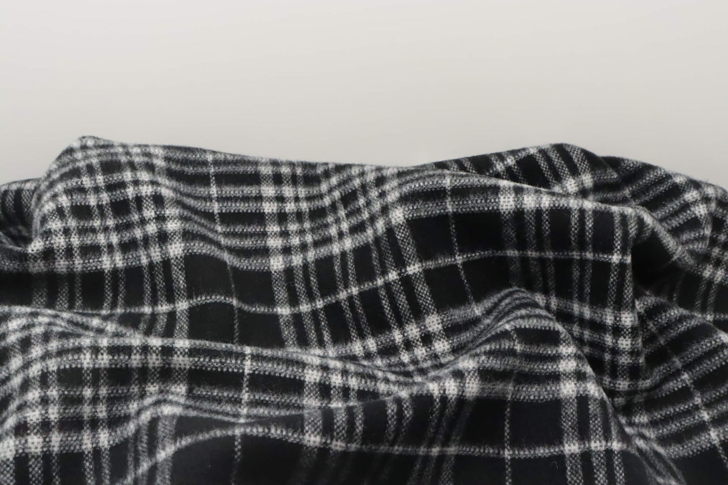 Tissu lainage tartan | Noir et blanc