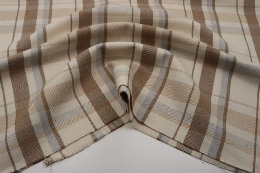 tissu coton tartan beige et marron 