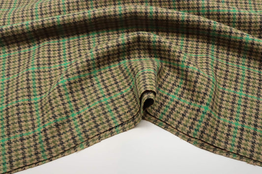 Tissu lainage tartan vert beige