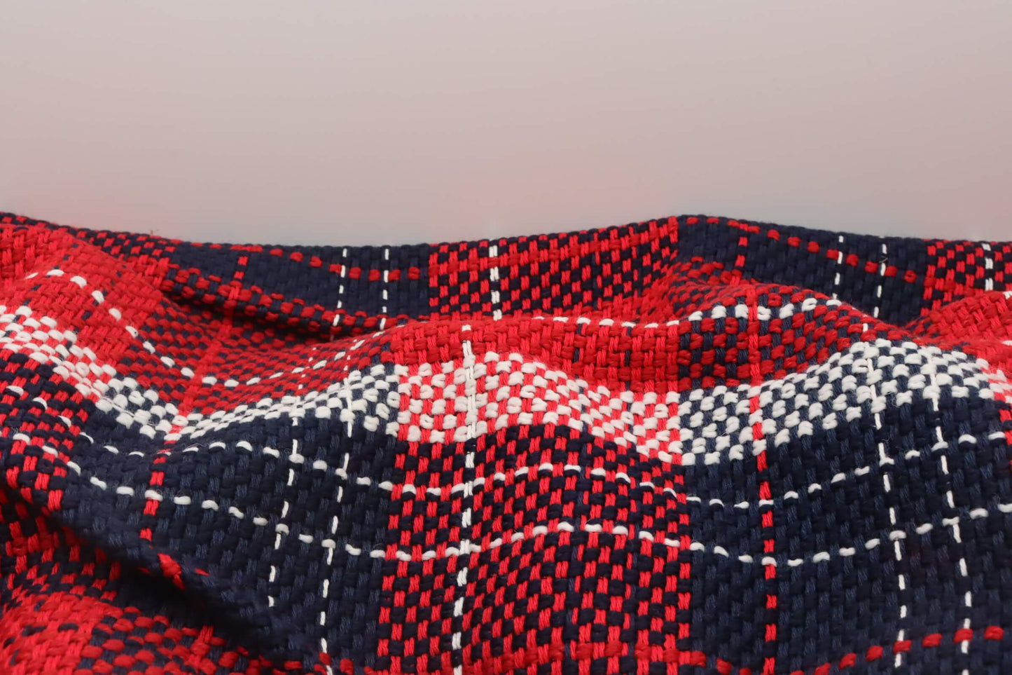 Tissu tweed tartan rouge bleu et blanc | Brenno