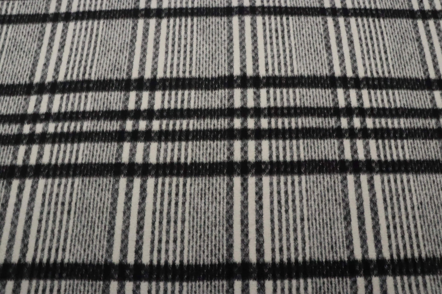 Tissu lainage tartan blanc et noir | Lignes Croisées