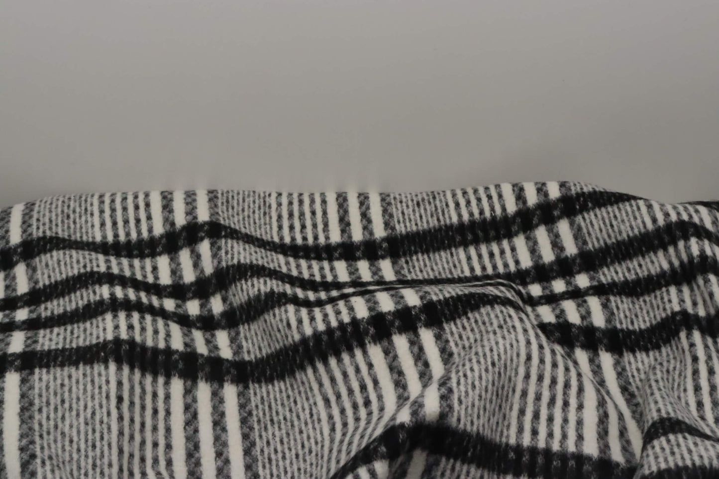 Tissu lainage tartan blanc et noir | Lignes Croisées