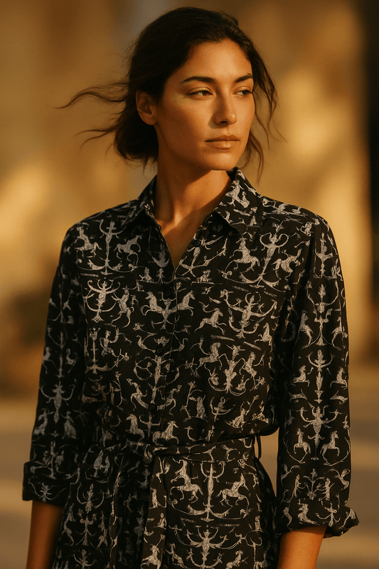 Tissu twill de viscose imprimé exclusif créateur | Dark Fantasy