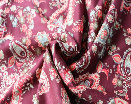 viscose italienne bordeaux imprimé