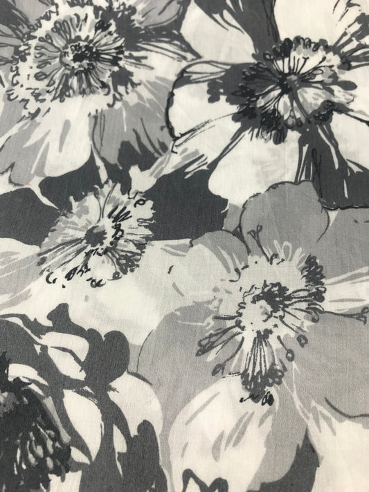 tissu imprimé floral noir et blanc
