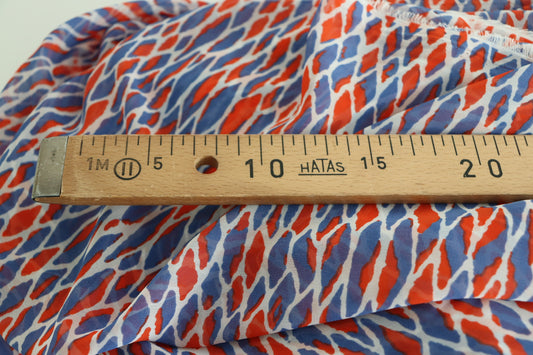 Tissu polyester imprimé bleu et rouge