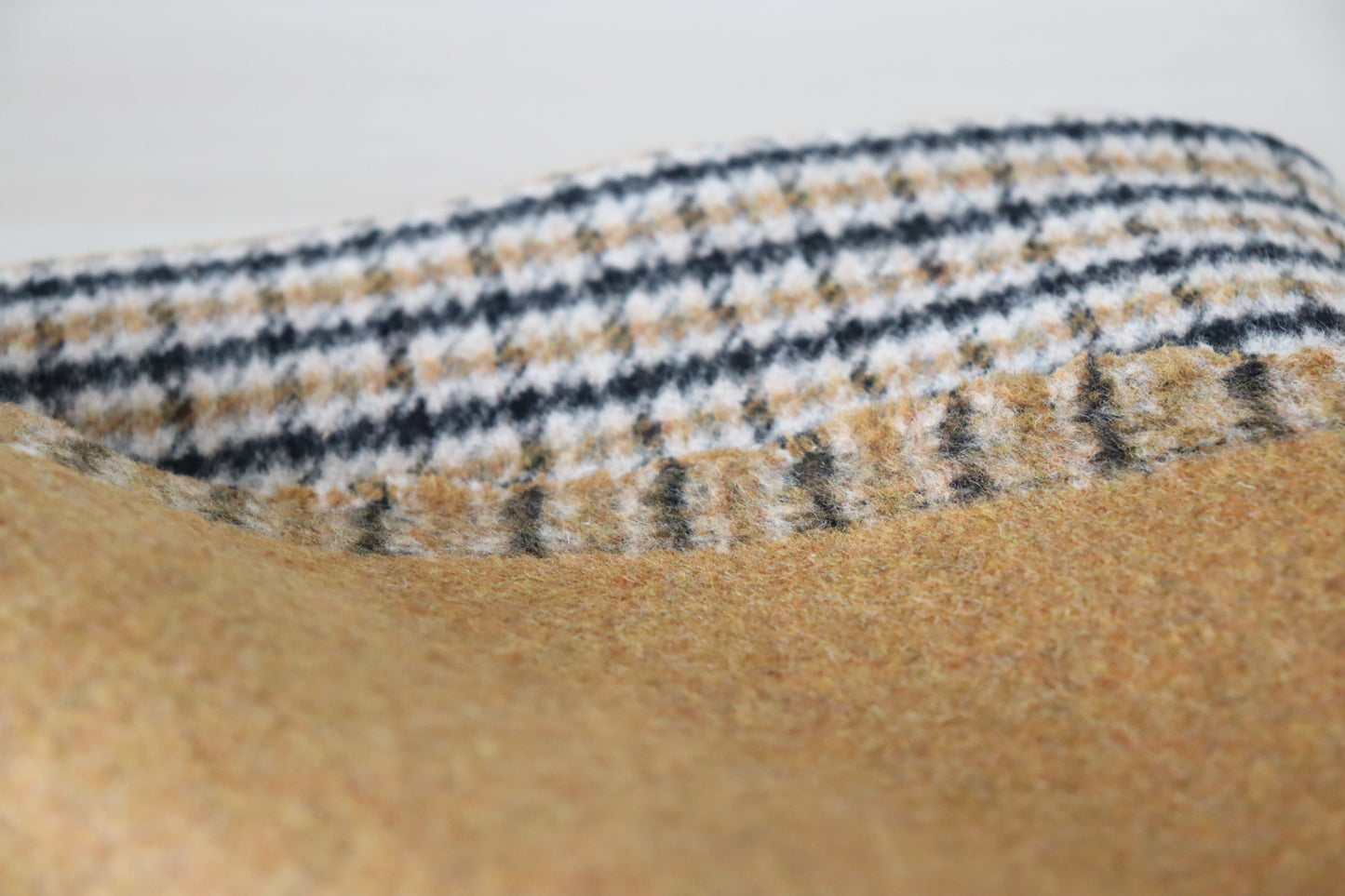 Tissu laine | Réversible pied-de-poule moutarde