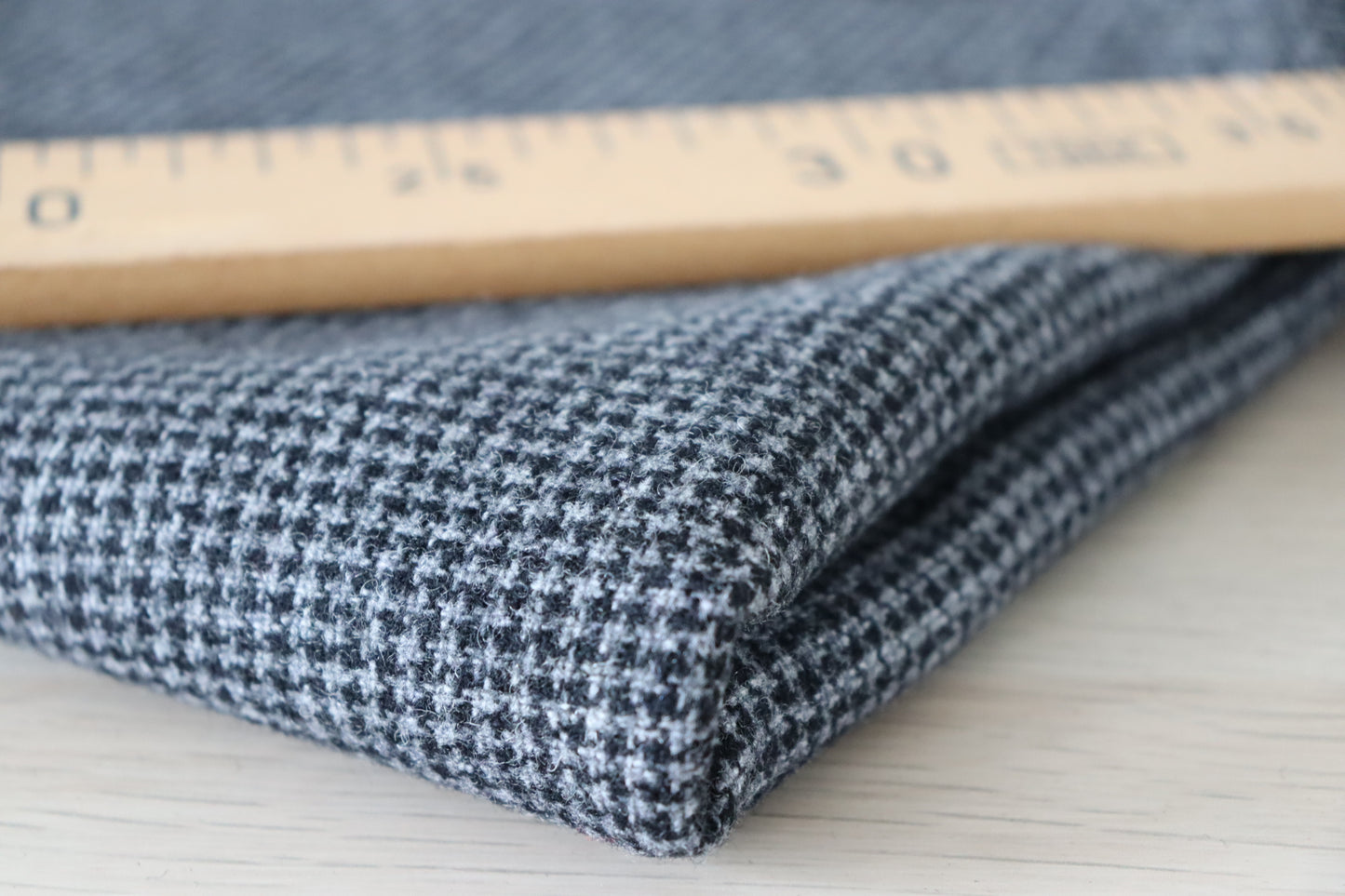 Tissu laine | Réversible pied-de-poule noir et gris