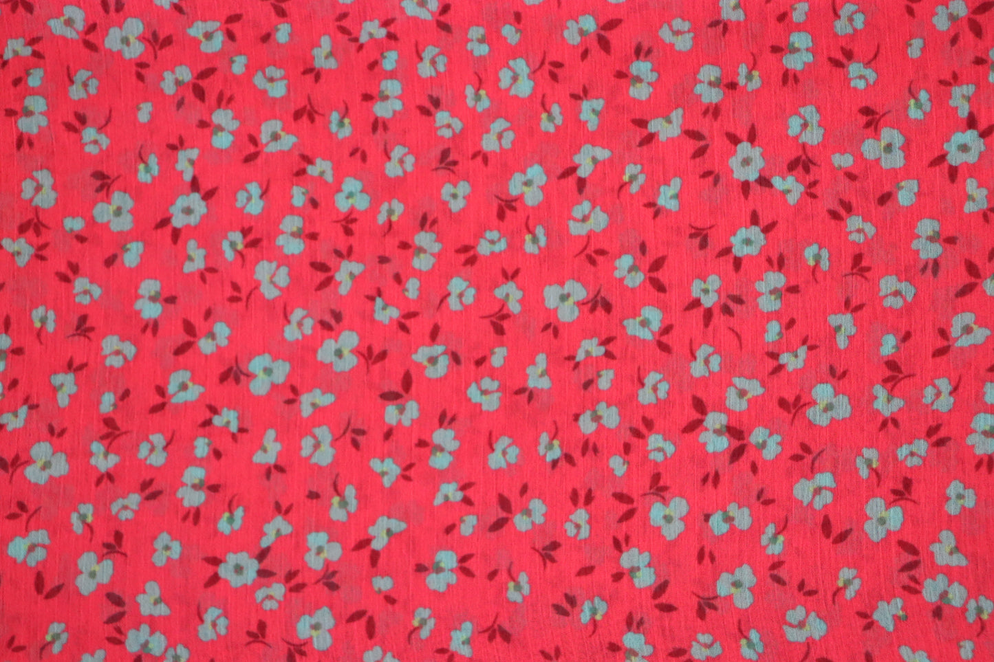 Tissu mousseline | Imprimé rose fleurs bleues