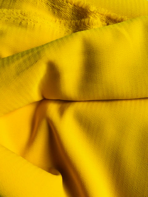 Tissu crêpe bleu/jaune - coupe de 3 mètres